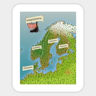 Map Of Scandinavia Sticker